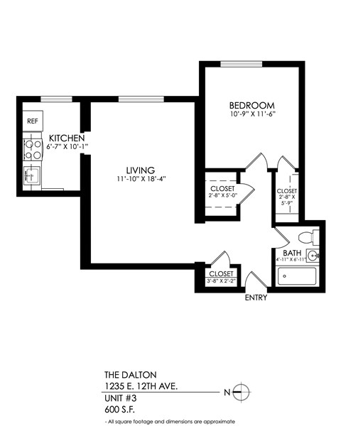 A black and white image of a floor plan for a living space.